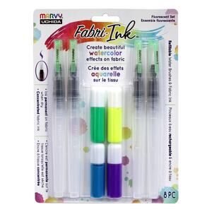 Marvy Uchida Fabri-Ink Fluorescent Set 412-4A‎ Fabric Watercolor Paint NEW